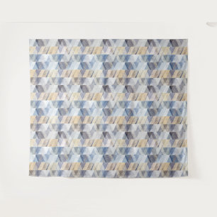 Textured light blue, beige zigzag tapestry