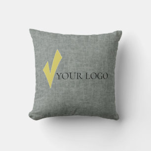 Textured light grey with logo Throw Pillow