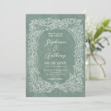 Textured Light Sage Green Wildflower Bird Wedding
