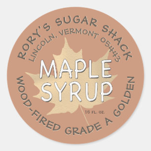 Textured Maple Leaf on Teracotta Maple Syrup Label
