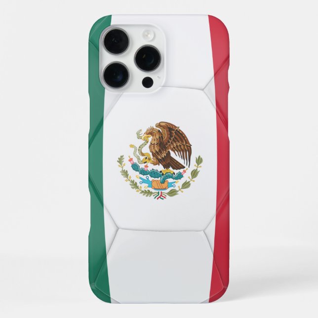 Textured Mexico Flag Soccer Ball Graphic iPhone Case (Back)