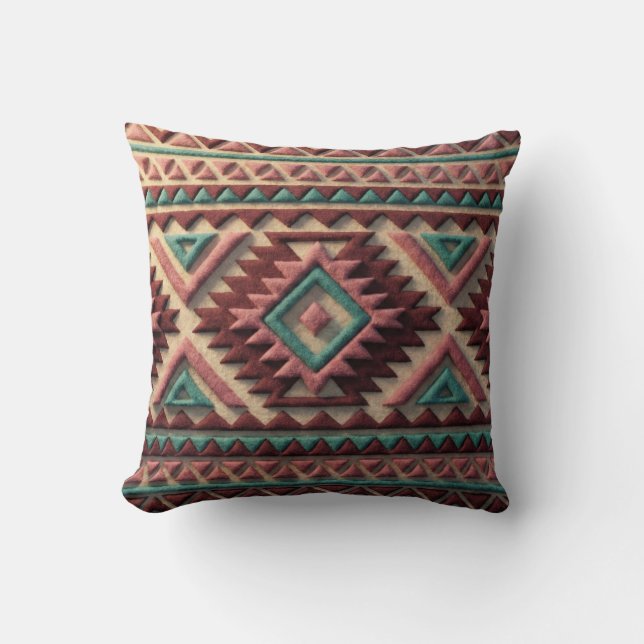 Textured Modern Geometric Southwest Style  Throw Pillow (Front)