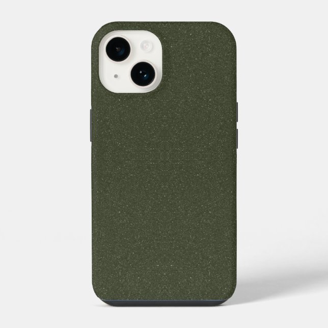 Textured Moss Green iPhone 14 Case – Customizable (Back)