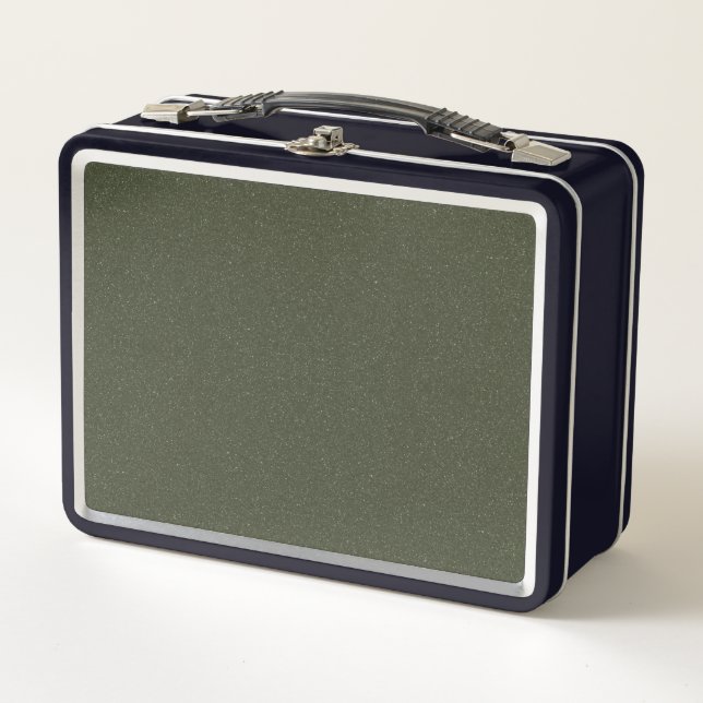 Textured Moss Green Metal Lunchbox – Customizable (Front)