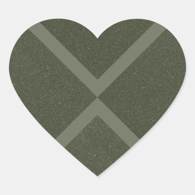 Textured Moss Green X Heart Sticker (Front)