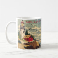 TEXTURED NEEDLEPOINT LIGHTHOUSE PEACEFUL SEASCAPE