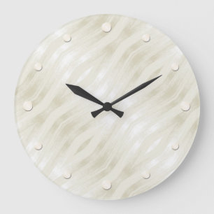Textured noble light beige and white large clock