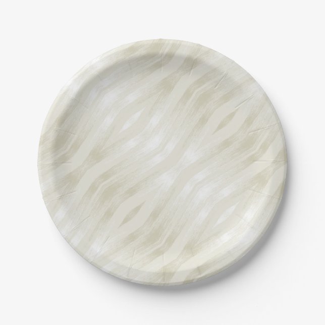 Textured noble light beige and white paper plate (Front)
