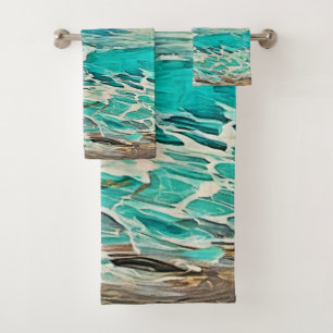Textured Ocean View Design Bath Towel Set