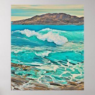 Textured Ocean View Design Poster