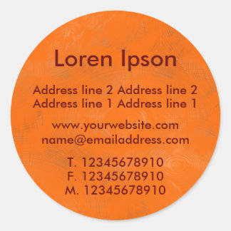 Textured Orange Business / Profile Classic Round Sticker