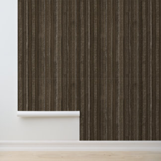 Textured Organic Stripes, Tonal Brown Wallpaper