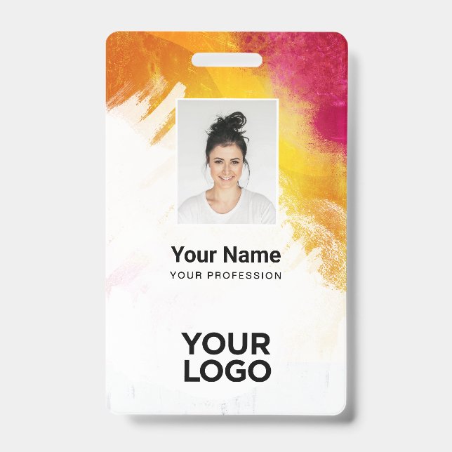Textured Paint Employee Photo, Bar Code, Name Badge (Front)
