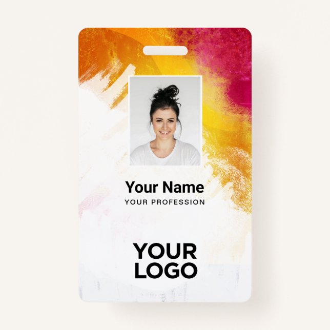 Textured Paint Employee Photo, Bar Code, Name Badge (Front)