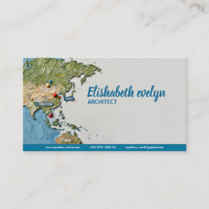 Textured Painted World Map H641 Business Card
