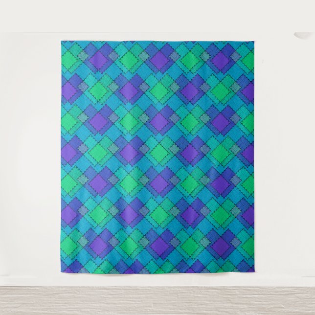 Textured patches multicolored strokes tapestry (Front)