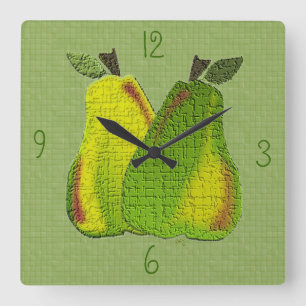 Textured Pears (tiled) Wall Clock