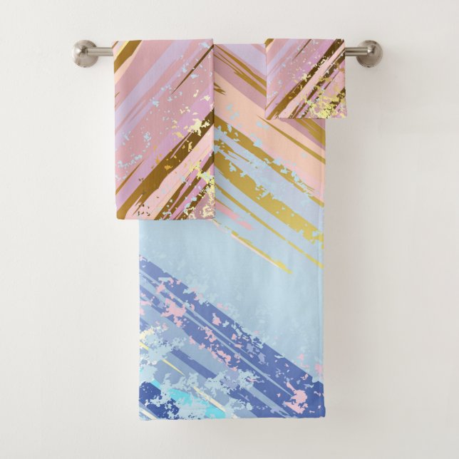 Textured Pink Background Bath Towel Set (Insitu)