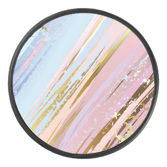 Textured Pink Background Hockey Puck (Front)