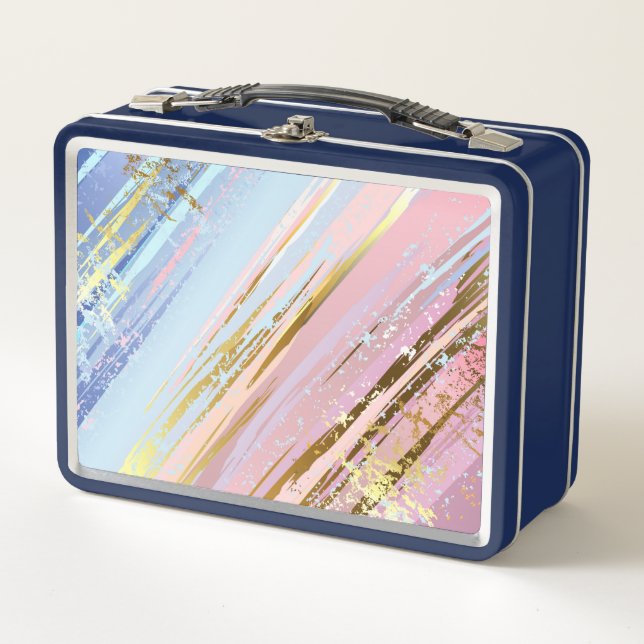 Textured Pink Background Metal Lunch Box (Front)