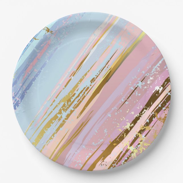 Textured Pink Background Paper Plate (Front)