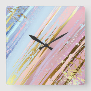 Textured Pink Background Square Wall Clock