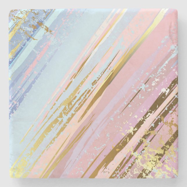 Textured Pink Background Stone Coaster (Front)