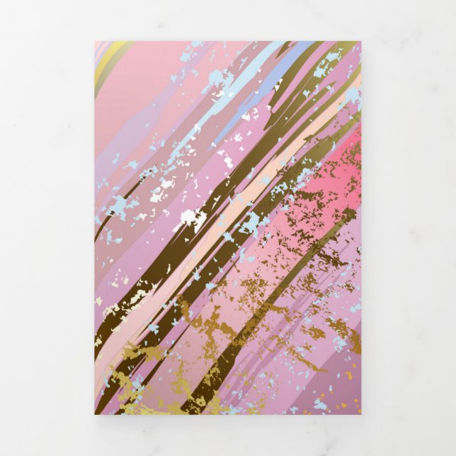 Textured Pink Background Tri-Fold Holiday Card (Cover)