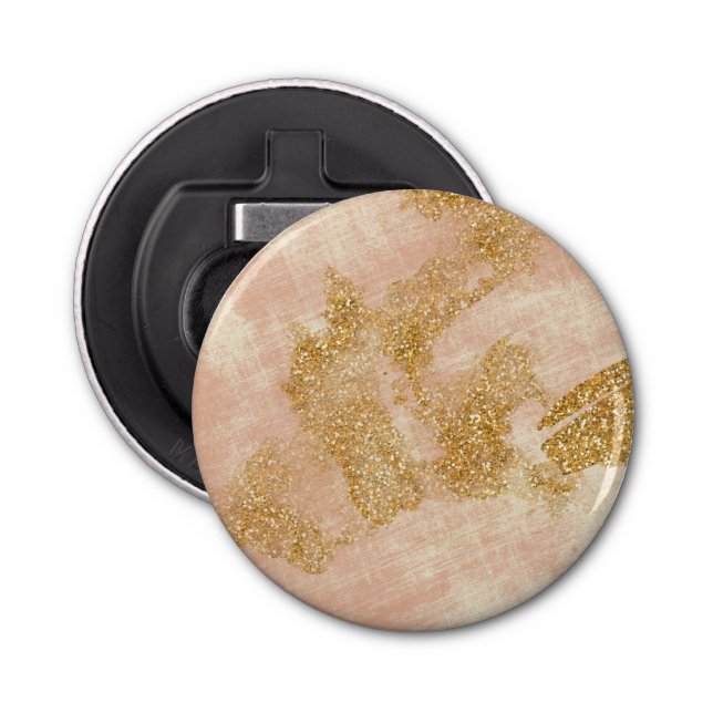 *~* Textured Pink Gold Glitter Distressed Golden Bottle Opener (Front)