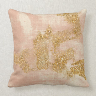 *~*  Textured Pink Gold Glitter Distressed Golden Throw Pillow