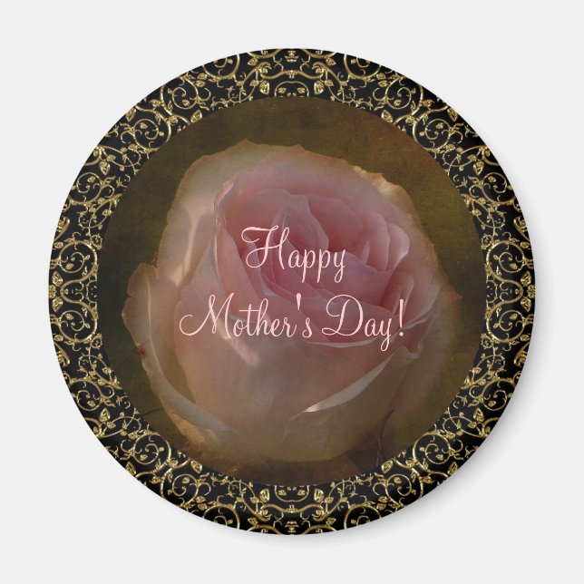 Textured Pink Rose Magnet (Front)
