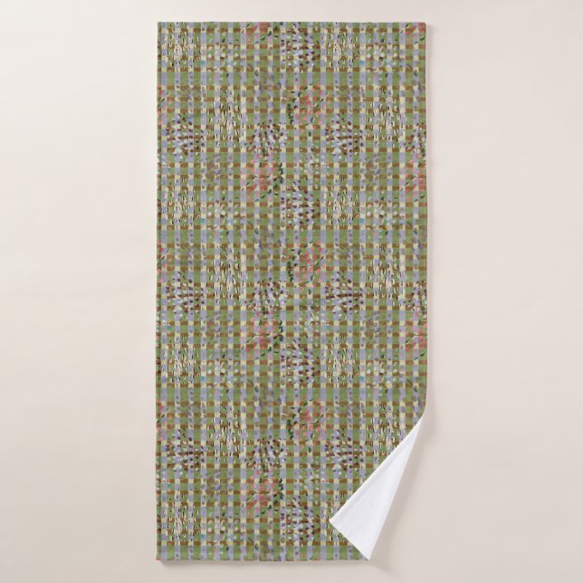 Textured Pointillism Grid Pattern Artwork (Serviette de bain)