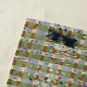 Textured Pointillism Grid Pattern Artwork Beach Towel