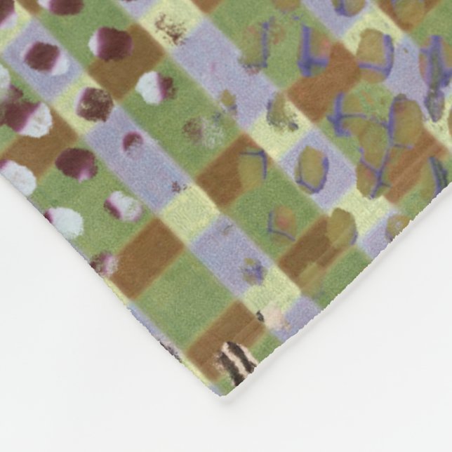 Textured Pointillism Grid Pattern Artwork Fleece Blanket (Corner)