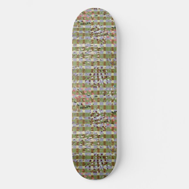 Textured Pointillism Grid Pattern Artwork Skateboard (Front)