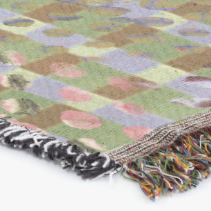 Textured Pointillism Grid Pattern Artwork Throw Blanket