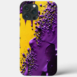 Textured Purple Black and Yellow Fun Splatter iPhone 13 Pro Max Case