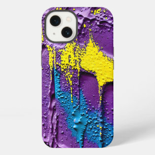 Textured Purple Yellow Blue Colour Fun Abstract Ar iPhone 13 Case