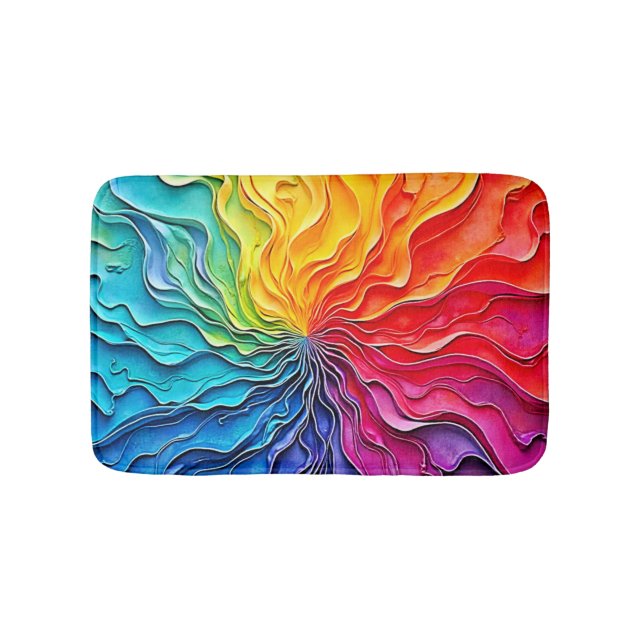 Textured Rainbow Swirl Art Bath Mat (Front)