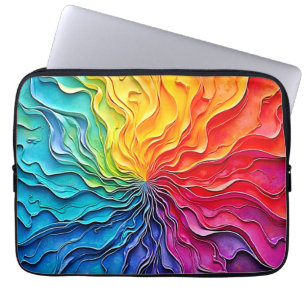 Textured Rainbow Swirl Art Laptop Sleeve