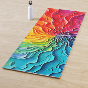 Textured Rainbow Swirl Art Yoga Mat