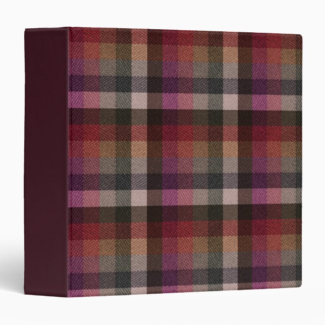 Textured red, gray, raspberry checkered. binder (Front/Spine)