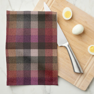 Textured red, gray, raspberry checkered. kitchen towel