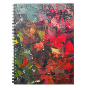 Textured Red Green Abstract Palette Knife Notebook