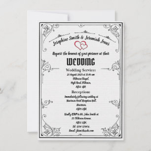 Textured Red Heart Wedding 1-sided Card Invitation