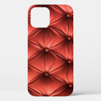 Textured Red Leather: Detailed Material Close-Up iPhone 12 Case