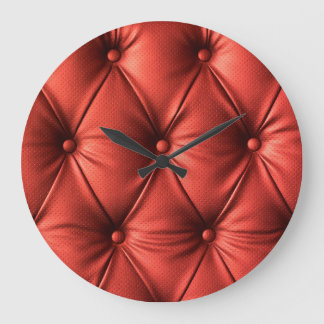 Textured Red Leather: Detailed Material Close-Up Large Clock