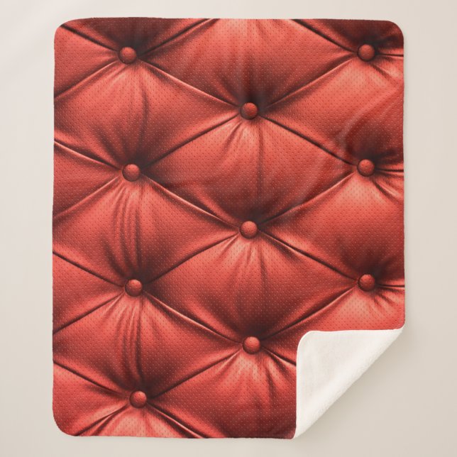 Textured Red Leather: Detailed Material Close-Up Sherpa Blanket (Front)