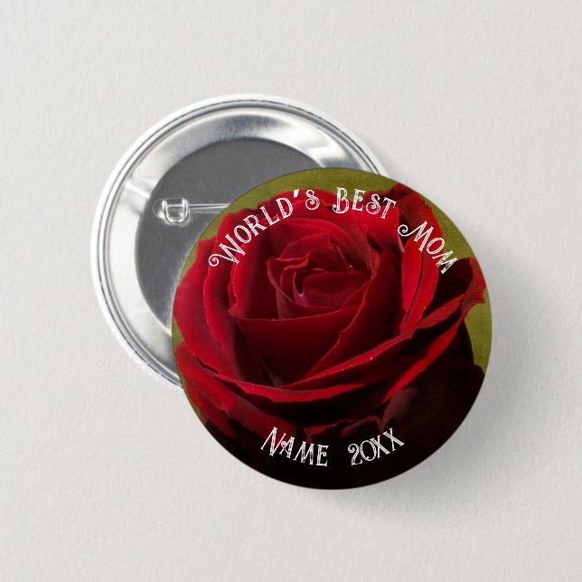 Textured Red Rose Mother’s Day 2 Inch Round Button (Front & Back)