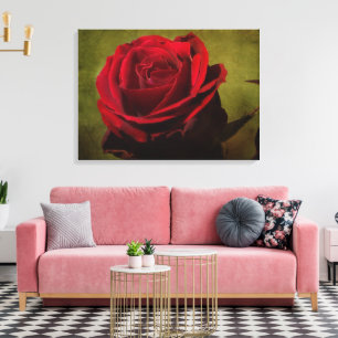 Textured Red Rose Stretch Canvas Print